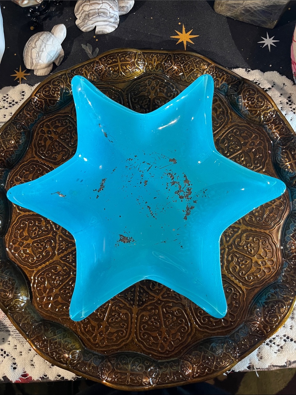 Glass star bowl (as is)